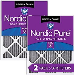 Nordic Pure MERV 8 Pleated Plus Carbon Furnace Air Filters, 14 x 20 x 1-in, 2 count