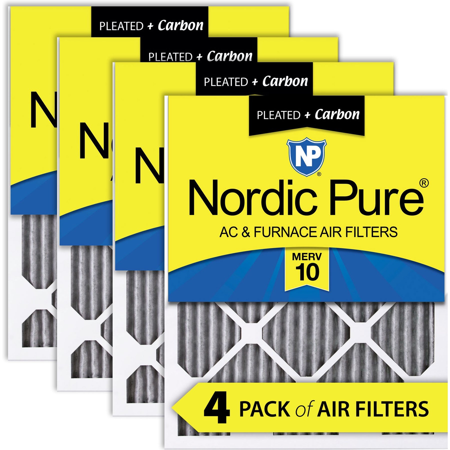 Nordic Pure MERV 10 Pleated Plus Carbon Furnace Air Filters, 20 x 30 x 1-in, 4 count