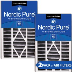 Nordic Pure Air Bear MERV 12 Pleated Plus Carbon Air Filter Replacement, 16 x 25 x 5-in AB, 2 count