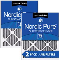 Nordic Pure MERV 12 Pleated Plus Carbon Furnace Air Filters, 14 x 20 x 1-in, 2 count