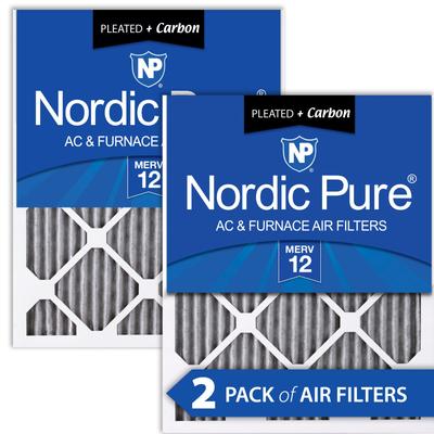 Show full view: Nordic Pure MERV 12 Pleated Plus Carbon Furnace Air Filters, 14 x 20 x 1-in, 2 count slide 1 of 9
