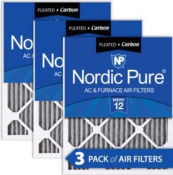 Nordic Pure MERV 12 Pleated Plus Carbon Furnace Air Filters, 14 x 24 x 1-in, 3 count