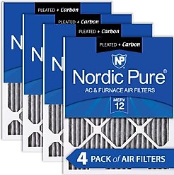 Nordic Pure MERV 12 Pleated Plus Carbon Furnace Air Filters, 14 x 20 x 1-in, 4 count