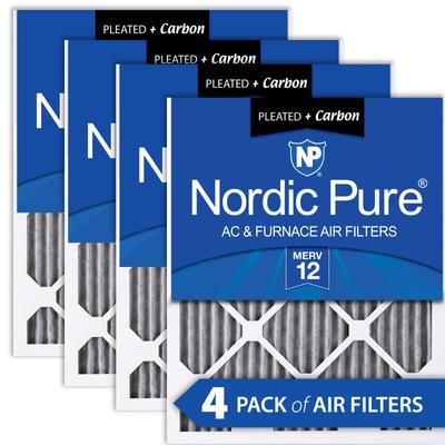 Show full view: Nordic Pure MERV 12 Pleated Plus Carbon Furnace Air Filters, 20 x 30 x 1-in, 4 count slide 1 of 9