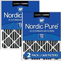 Nordic Pure MERV 12 Pleated Plus Carbon Furnace Air Filters, 16 x 25 x 4-in, 2 count
