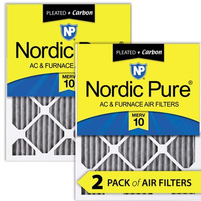 Show full view: Nordic Pure MERV 10 Pleated Plus Carbon Furnace Air Filters, 24 x 24 x 1-in, 2 count slide 1 of 10