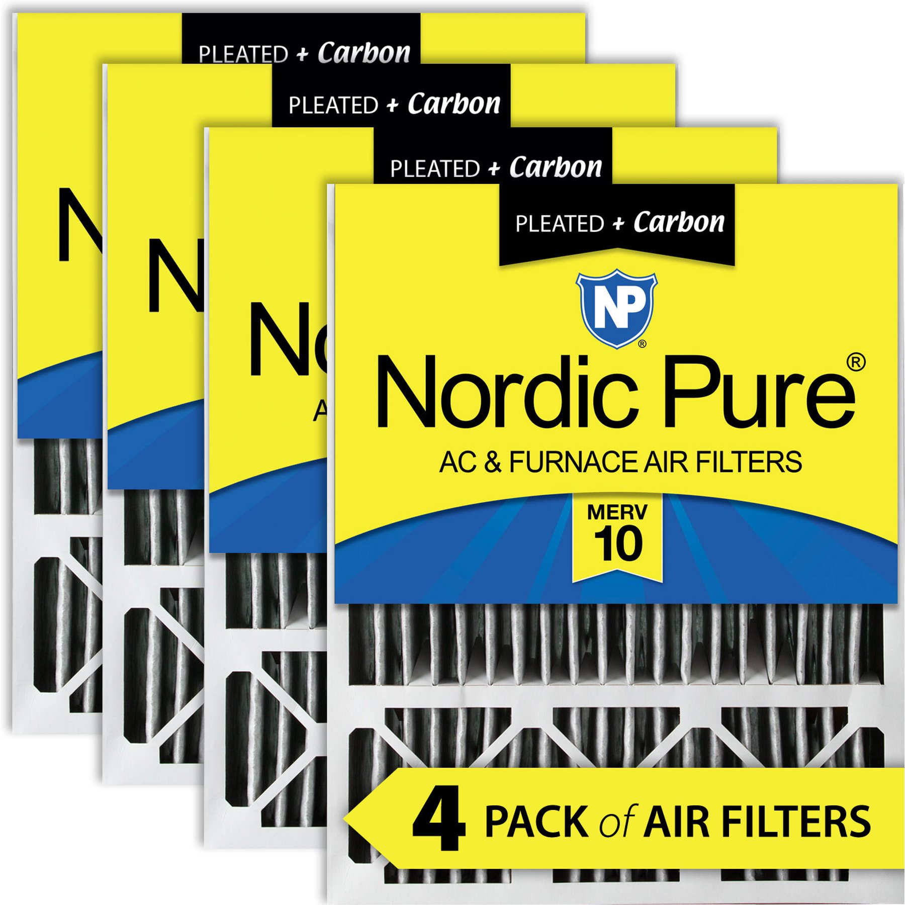 Nordic Pure Lennox X6673_X6675 MERV 10 Pleated Plus Carbon Replacement Filter, 20 x 25 x 5-in LxRED, 4 count