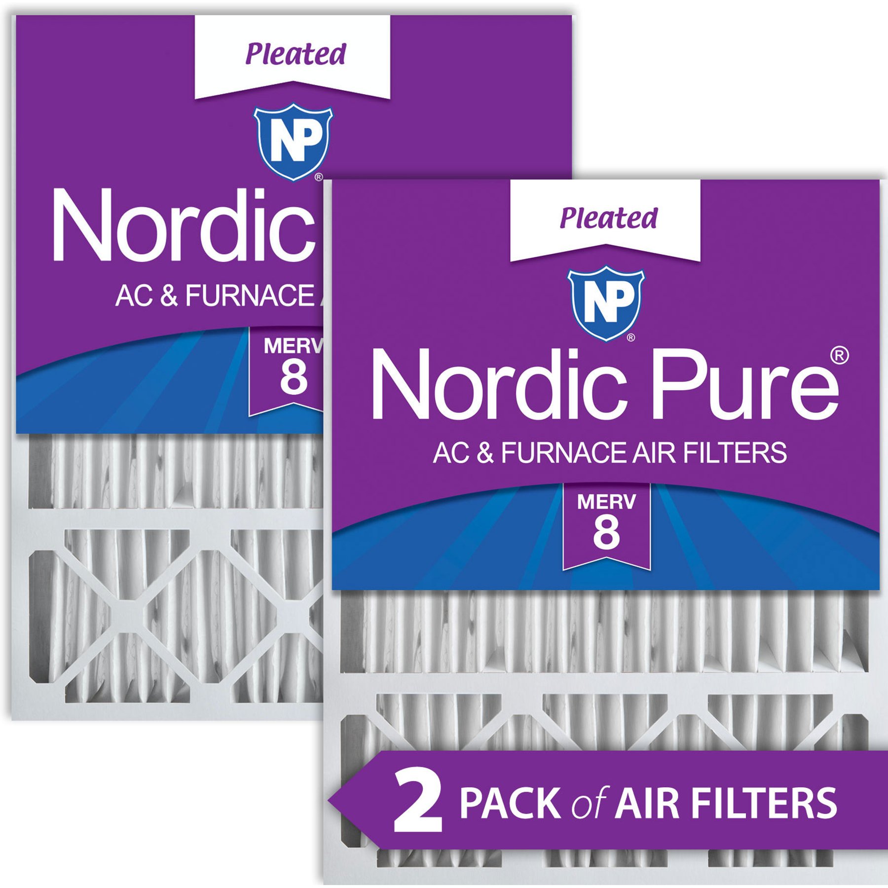 Nordic Pure Honeywell/Lennox Replacement MERV 8 Air Filters, 20 x 25 x 5-in H, 2 count