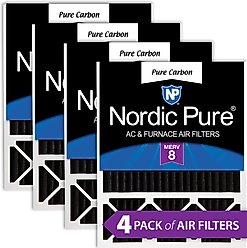 Nordic Pure Lennox X6673_X6675 Replacement Pure Carbon Pleated Odor Reduction Merv 8 Furnace Filter, 20 x 25 x 5-in LxRED, 4 count