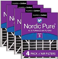 Nordic Pure Air Bear MERV 8 Pleated Plus Carbon Air Filter Replacement, 20 x 25 x 5-in AB, 4 count