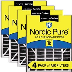 Nordic Pure Air Bear MERV 10 Pleated Plus Carbon Air Filter Replacement, 20 x 25 x 5-in AB, 4 count