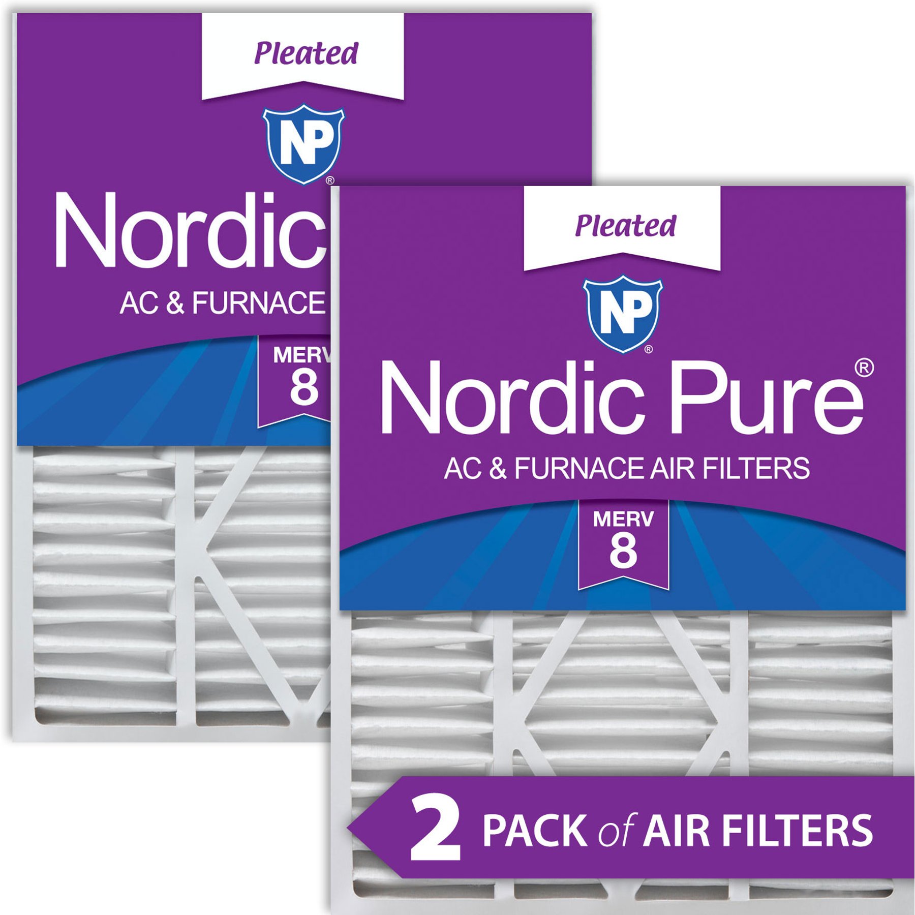 Nordic Pure Goodman/Carrier/Amana Replacement MERV 8 Air Filters, 20 x 25 x 5-in, 2 count