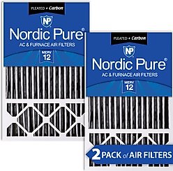 Nordic Pure Honeywell/Lennox MERV 12 Pleated Plus Carbon Replacement Air Filters, 16 x 25 x 5-in H, 2 count