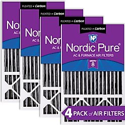 Nordic Pure Honeywell/Lennox MERV 8 Pleated Plus Carbon Replacement Air Filters, 16 x 25 x 5-in H, 4 count