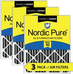 Nordic Pure MERV 10 Pleated Plus Carbon Furnace Air Filters, 16 x 20 x 2-in, 3 count