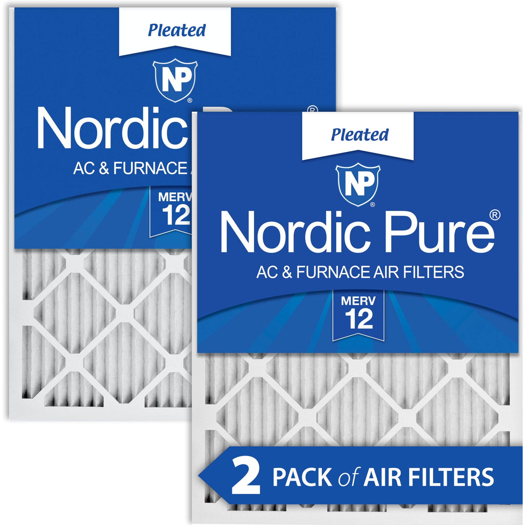 Nordic Pure Pleated MERV 12 Air Filters, 20 x 20 x 1-in, 2 count