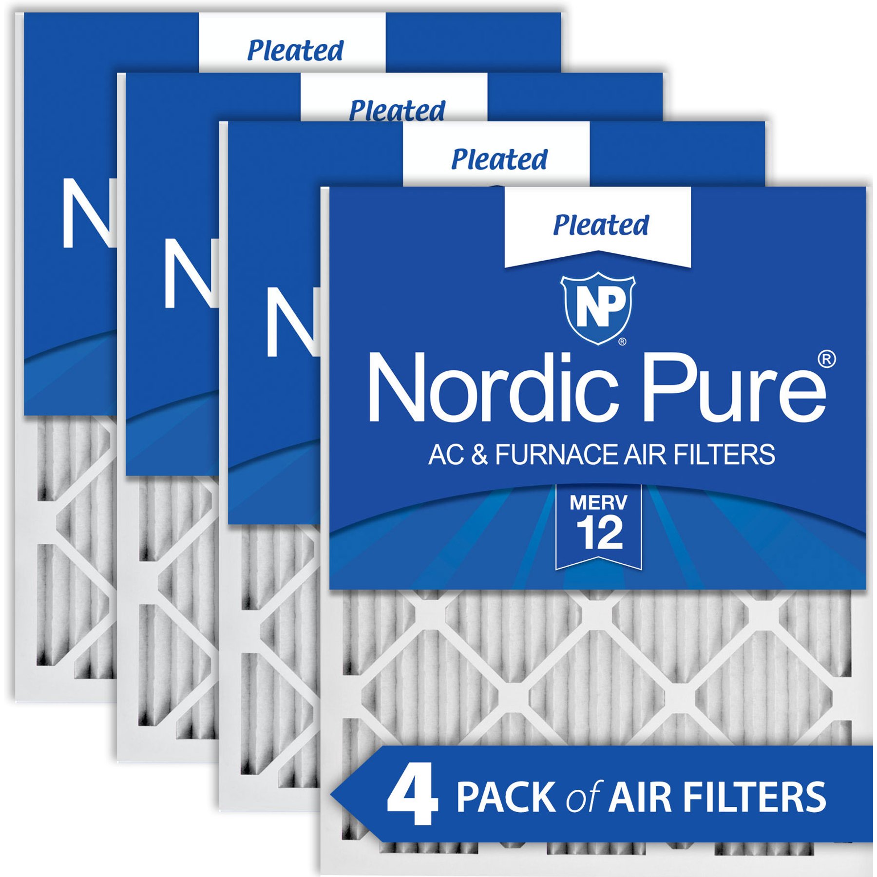 Nordic Pure Pleated MERV 12 Air Filters, 16 x 20 x 1-in, 4 count