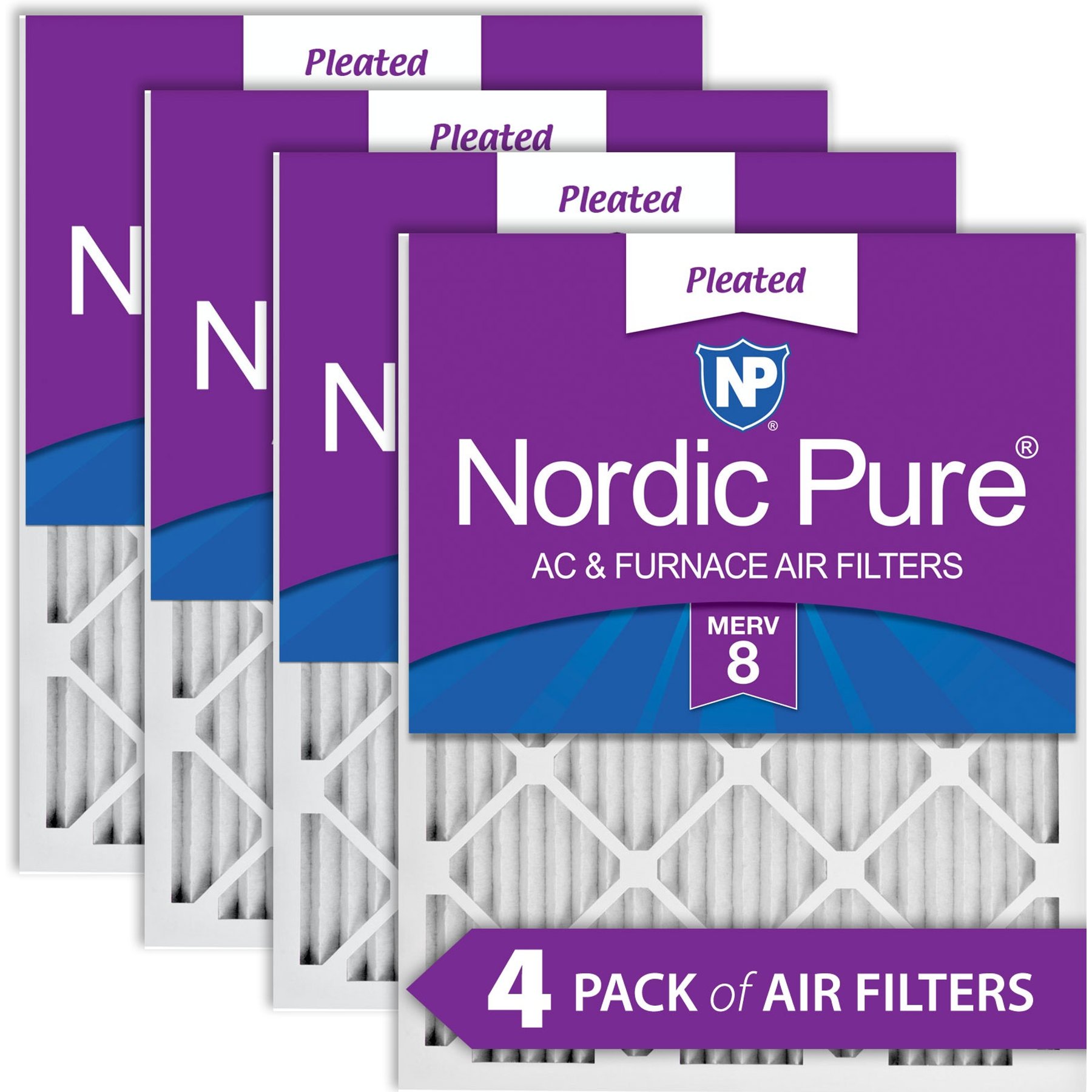 Nordic Pure Pleated MERV 8 Air Filters, 16 x 20 x 1-in, 4 count