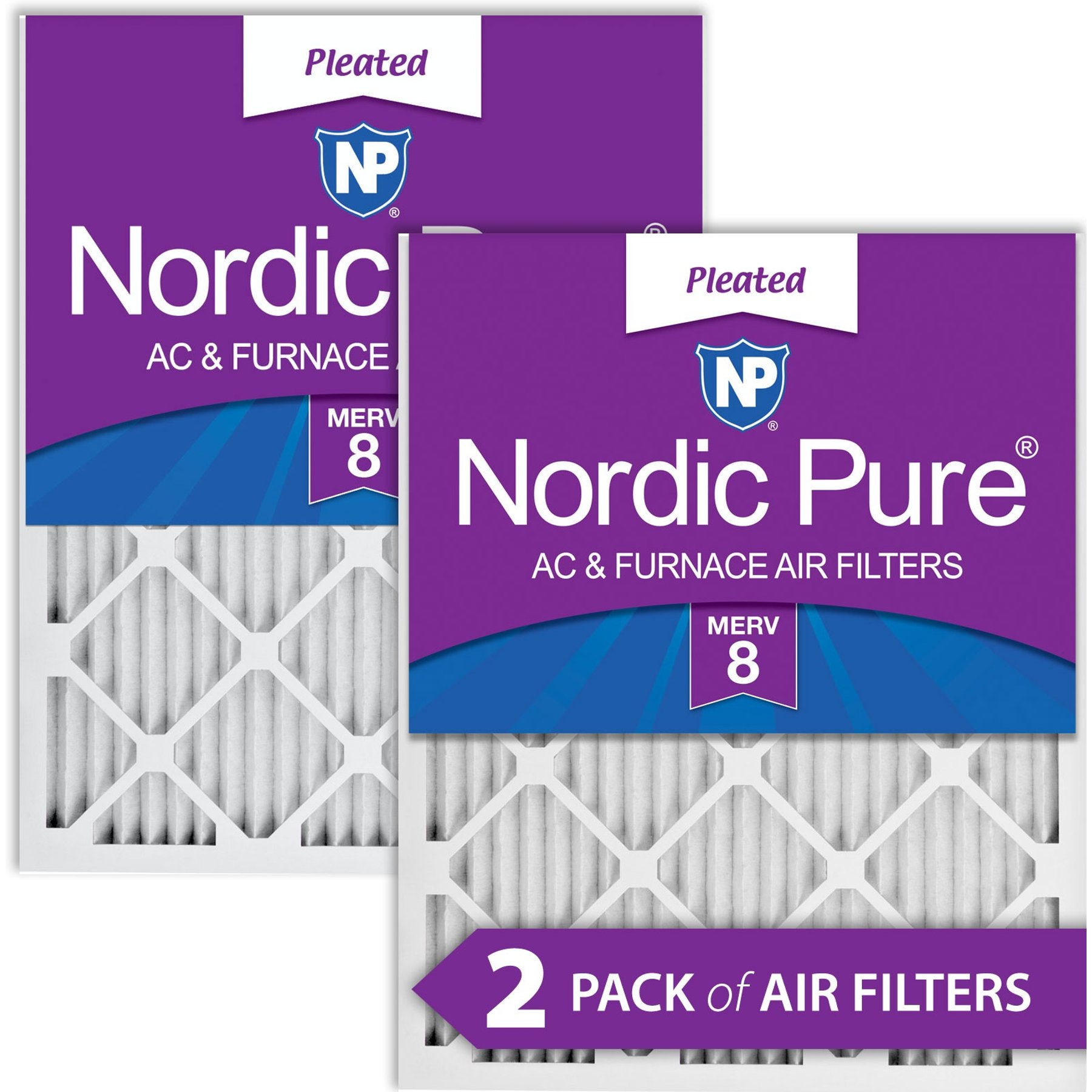 Nordic Pure Pleated MERV 8 Air Filters, 14 x 24 x 1-in, 2 count