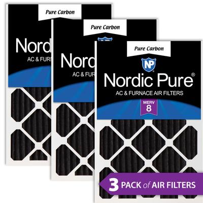 Show full view: Nordic Pure Pure Carbon Pleated Odor Reduction Merv 8 Furnace Filters, 16 x 20 x 2-in, 3 count slide 1 of 9