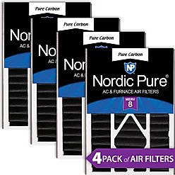 Nordic Pure Air Bear Replacement 259112-105 Pure Carbon Pleated Odor Reduction Merv 8 Furnace Filter, 16 x 25 x 5-in AB, 4 count