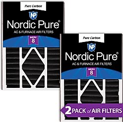 Nordic Pure Air Bear Replacement 259112-105 Pure Carbon Pleated Odor Reduction Merv 8 Furnace Filter, 16 x 25 x 5-in AB, 2 count