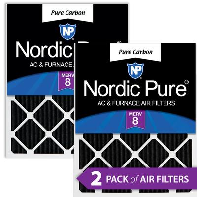 Show full view: Nordic Pure Pure Carbon Pleated Odor Reduction Furnace Air Filters, 16 x 25 x 1-in, 2 count slide 1 of 9