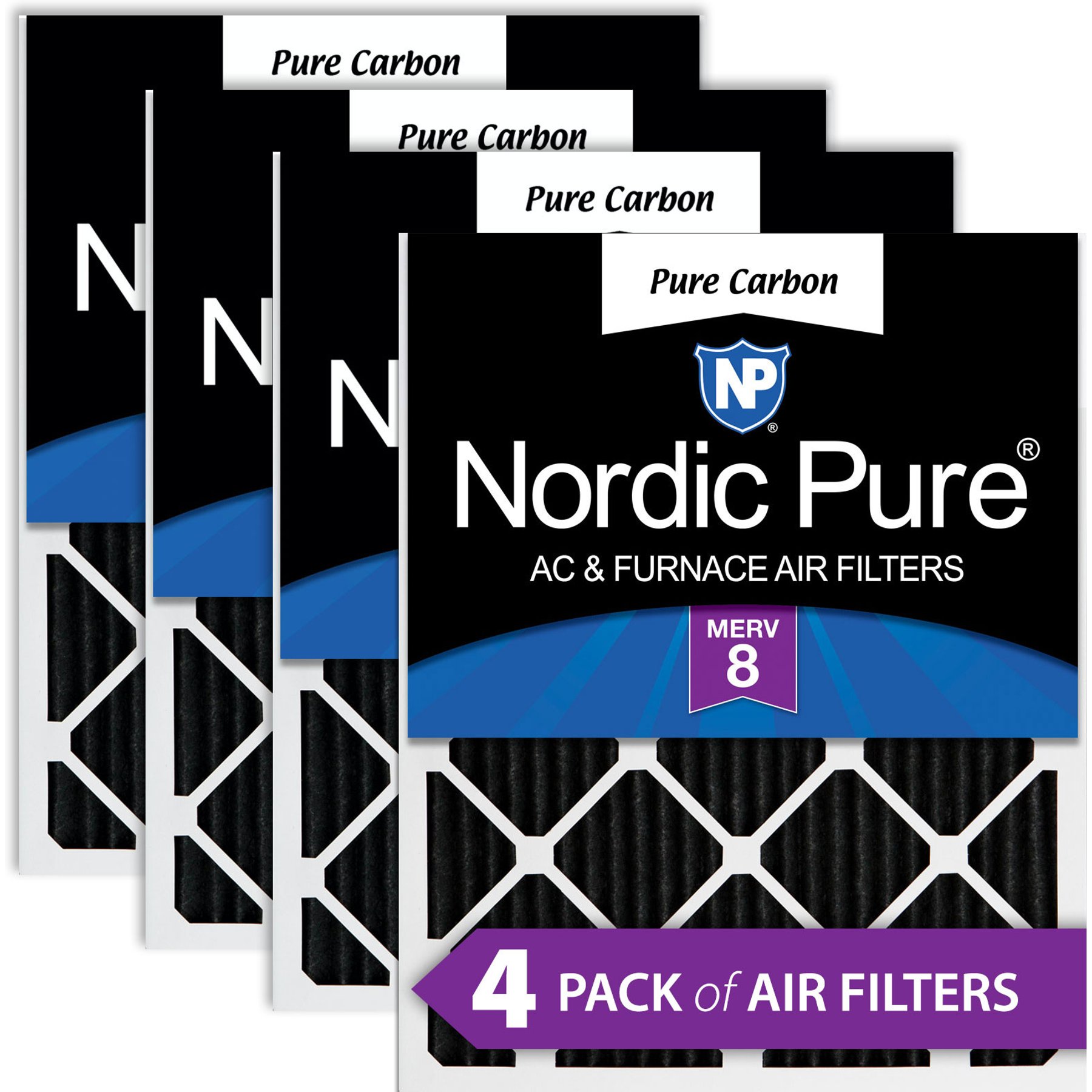Nordic Pure Pure Carbon Pleated Odor Reduction Furnace Air Filters, 18 x 24 x 1-in, 4 count