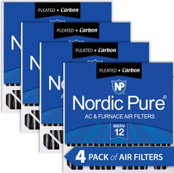 Nordic Pure Honeywell/Lennox MERV 12 Pleated Plus Carbon Replacement Furnace Filters, 20 x 20 x 5-in H, 4 count