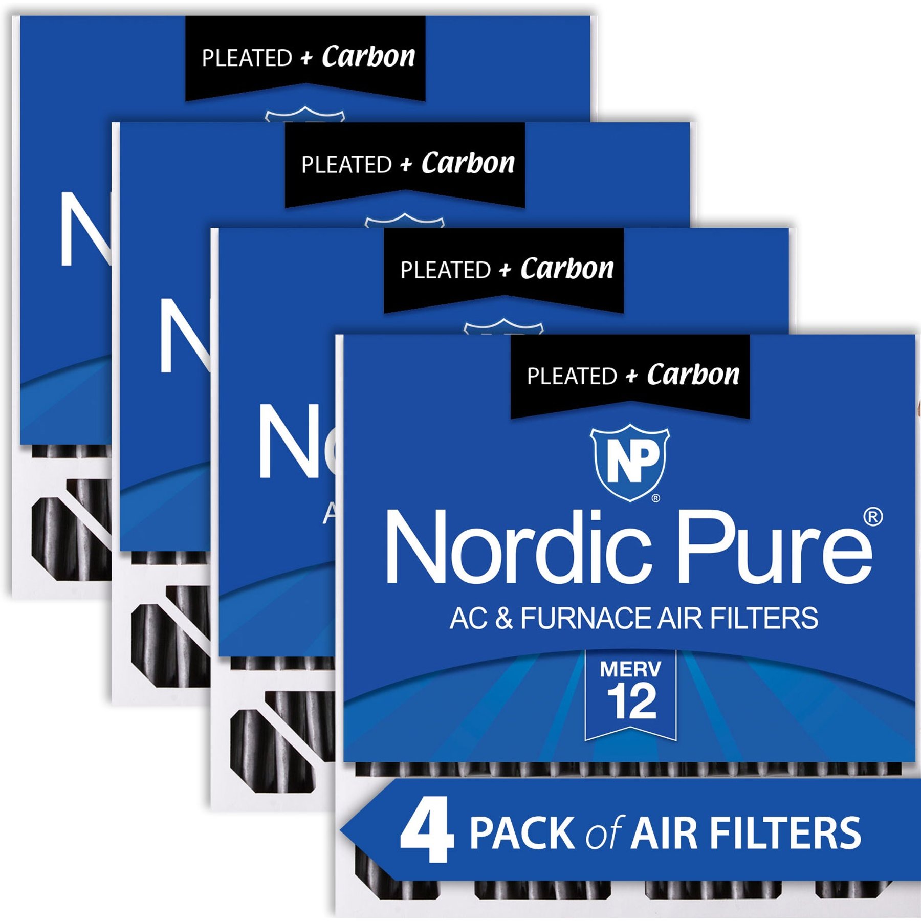 Nordic Pure Honeywell/Lennox MERV 12 Pleated Plus Carbon Replacement Furnace Filters, 20 x 20 x 5-in H, 4 count