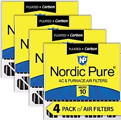 Nordic Pure Honeywell/Lennox MERV 10 Pleated Plus Carbon Replacement Furnace Filters, 20 x 20 x 5-in H, 4 count