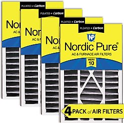 Nordic Pure Air Bear MERV 10 Pleated Plus Carbon Air Filter Replacement, 16 x 25 x 5-in AB, 4 count