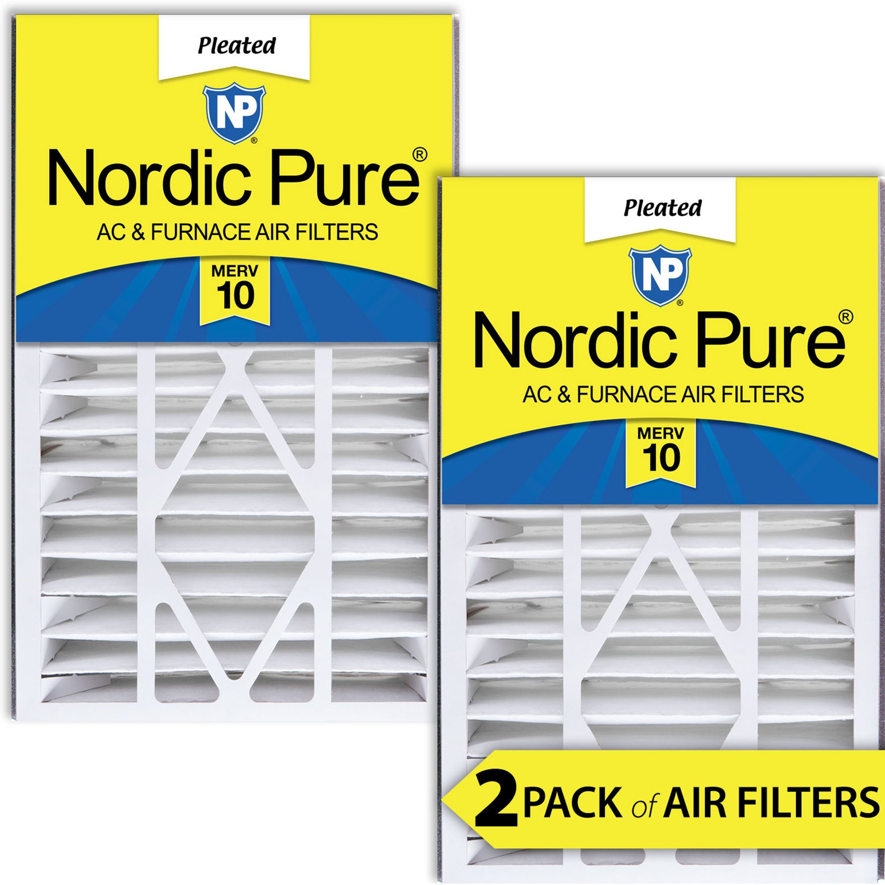 Nordic Pure Air Bear Replacement 255649-105 MERV 10 Air Filters, 16 x 25 x 5-in AB, 2 count