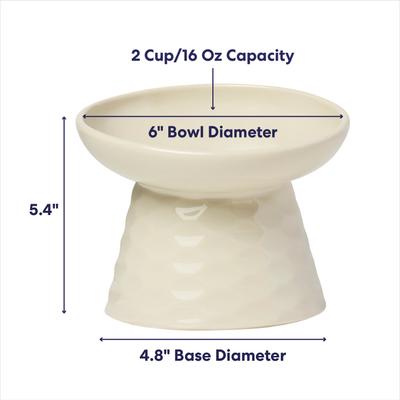 Show full view: Frisco Elevated Tilted Cat Bowl, Cream, Small: 2 cup slide 2 of 8