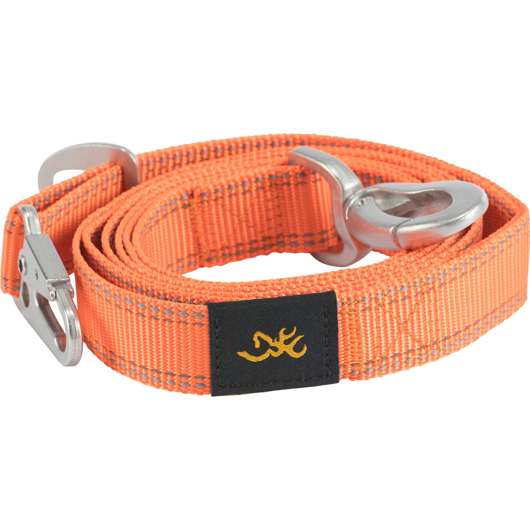 Browning Classic Webbing Safety Orange Dog Leash with Reflective Stitching, Small: 6-ft long, 1-in wide