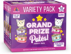 Weruva Grand Prize Chicken, Tuna, Salmon & Beef Variety Pack Grain-Free Pate Wet Cat Food, 5.5-oz can, case of 12