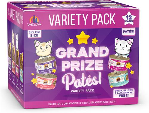 Weruva Grand Prize Chicken, Tuna, Salmon & Beef Variety Pack Grain-Free Pate Wet Cat Food