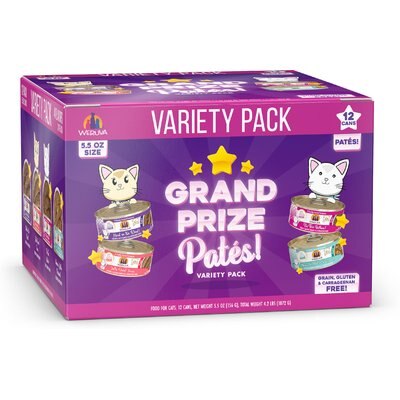 Weruva Weruva Grand Prize Chicken, Tuna, Salmon & Beef Variety Pack Grain-Free Pate Wet Cat Food, 3-oz can, case of 12