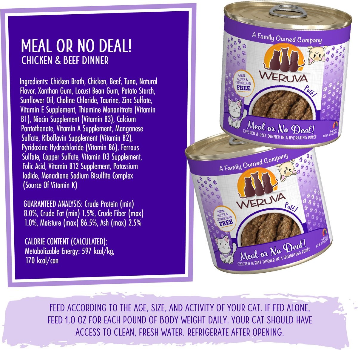 Weruva Classic Meal or No Deal! Chicken & Beef Pate Grain-Free Wet Cat Food