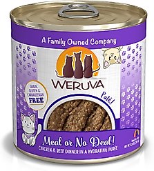Weruva Classic Meal or No Deal! Chicken & Beef Pate Grain-Free Wet Cat Food, 10.0-oz can, case of 12