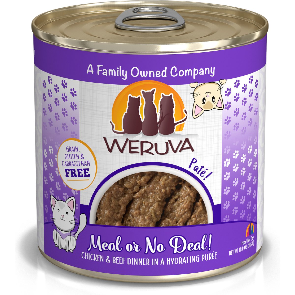 Weruva Classic Meal or No Deal! Chicken & Beef Pate Grain-Free Wet Cat Food, 10.0-oz can, case of 12