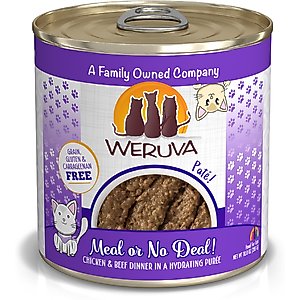 Weruva Classic Meal or No Deal! Chicken & Beef Pate Grain-Free Wet Cat Food, 10.0-oz can, case of 12