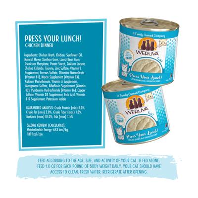 Show full view: Weruva Classic Press Your Lunch! Chicken Pate Grain-Free Wet Cat Food, 10.0-oz can, case of 12 slide 5 of 13