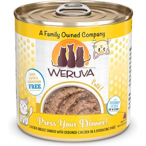 Weruva Classic Press Your Dinner Chicken Pate Grain-Free Wet Cat Food, 10.0-oz can, case of 12