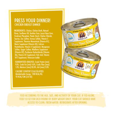 Show full view: Weruva Classic Press Your Dinner Chicken Pate Grain-Free Wet Cat Food, 3-oz, 12 count slide 5 of 14