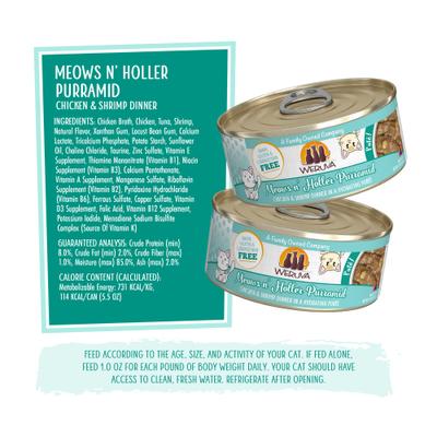 Show full view: Weruva Classic Cat Meows n' Holler PurrAmid Chicken & Shrimp Pate Canned Cat Food, 5.5-oz can, case of 8 slide 5 of 13