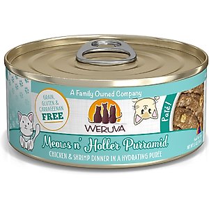 Weruva Classic Cat Meows n' Holler PurrAmid Chicken & Shrimp Pate Canned Cat Food, 5.5-oz can, case of 8