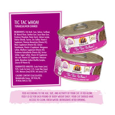 Show full view: Weruva Classic Cat Tic Tac Whoa Tuna & Salmon Pate Canned Cat Food, 5.5-oz can, case of 8 slide 5 of 13