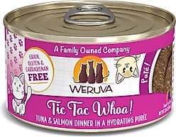 Weruva Classic Cat Tic Tac Whoa Tuna & Salmon Pate Canned Cat Food, 3-oz can, case of 12