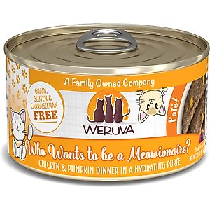 Weruva Classic Cat Who Wants To Be A Meowionaire Chicken & Pumpkin Pate Canned Cat Food, 3-oz can, case of 12